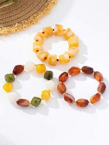 1pc/3pcs Fashionable Personalized Beaded Bracelet Bohemian Style Elegant Multicolor Set Asymmetrical Beads Multi-Layer Stackable Jewelry Versatile Bangle - Beaded Bracelet - View 5