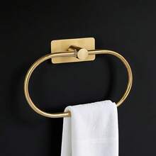 1pc Stainless Steel Towel Rack, Towel Ring, Foldable Up To 180 Degrees, Wall-Mounted Installation Without Traces, Strong Adhesive Backing, Suitable For Towel Storage, Bath Towel Storage, Bathroom Organization, Bathroom Accessories, Towel Rack - Great Gift - Multicolor - View 7