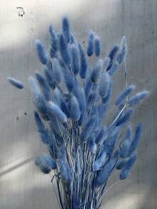 60pcs-16.5 Inch Red Artificial Rabbit Tail Grass, Home Decor Artificial Rabbit Tail Grass Stems, Suitable For Bohemian Style Flower Arrangement, DIY Crafts, Home Kitchen And Wedding Decoration, Christmas Decoration, Christmas Thanksgiving Decoration, DIY Wreath Decoration - Light Sapphire Blue Rabbit's Tail Grass 2 - View 4