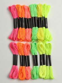 24pcs/pack Embroidery Thread In 6 Fluorescent Colors, 4pcs Of Each Color - fluorescent color - View 11