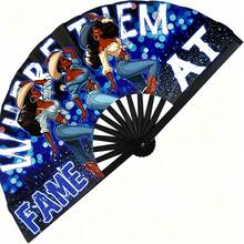 13-Inch Large Folding Fan With 12 Constellations & Bohemian Golden Design - Astrological Signs Designs For Festival Outfits, Cosmic Events - Perfect Accessory For Astrology. Portable Manual Party Fan For Women,  Celestial Accessory For Nightclub - 藍色1 - 查看 1