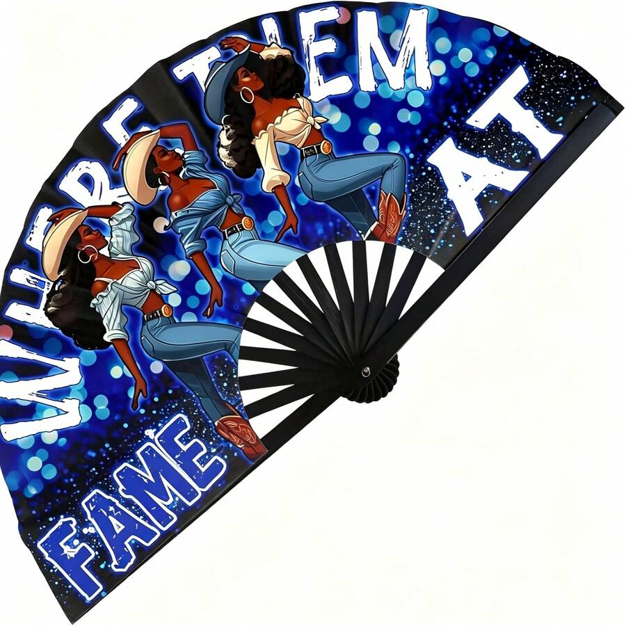 13-Inch Large Folding Fan With 12 Constellations & Bohemian Golden Design - Astrological Signs Designs For Festival Outfits, Cosmic Events - Perfect Accessory For Astrology. Portable Manual Party Fan For Women, Celestial Accessory For Nightclub - 藍色1 - 查看 1