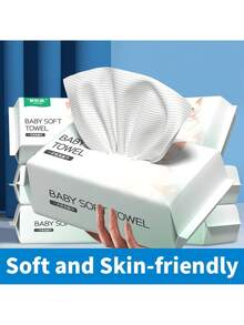 110pcs, Cloths & Towelettes, Disposable Facial Wipes, Soft & Skin-Friendly, Dry & Wet Use, Suitable For Hand & Face Cleaning, Makeup, Makeup Removal, Sweat Absorption, Oil Absorption, High Quality, Extra Large & Thick, Strong Water Absorption, For Home, Outdoor, Office - Multicolor - View 2