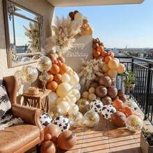 130-Piece Western Cowboy Balloon Arch Set - Nude/Brown/Sand White/Gold Sequined Foil/Cow Pattern Balloons - Perfect For Babyshower And Birthday Party Decorations With Horse, Western Farm, Cowboy, Cowgirl, And Animal Themes. - View 5