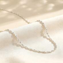 S925 Sterling Silver Water Wave Chain Necklace, Classic Neck Jewelry, Bright White Chain, Gift For Women, Daily Use - White - View 14