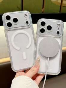 磁吸手機殼，相容 Apple 17/16/15/14/13/12/11，支援 MagSafe，防震框架，耐刮透明背蓋 - 亞克力精孔磁吸 - 查看 4