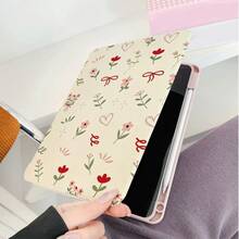 1pc Cream Base Ditsy Red Tiny Flower Bow Hollow Heart Minimal Tablet Case,Multi-Angle Magnetic Stand Cover With Auto Sleep/Wake Function,Compatible With IPad PRO/AIR, Compatible With SAMSUNG,Compatible With XIAOMI Pad 5/6/7,Compatible With Oppo Pad,Compatible With Huawei Matepad,Compatible With Vivo Pad,Compatible With Honor Pad,Compatible With Lenovo Xiaoxin Pad - Multicolor - View 6