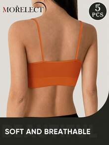 Morelect 5pcs/Set Women's Wireless Bra With Removable Pads, Daily Bra, Striped Design - Multicolor - View 4