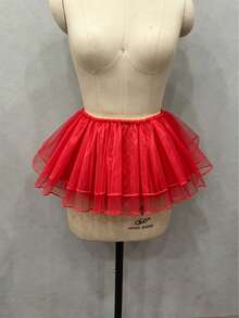 1 pieza Falda cubierta de tul de cristal para mujer, chal multifuncional, negro blanco rojo azul lago rosa champán, doble capa de tul de cristal, cubierta de cadera, envoltura de cintura de malla, Lolita, ligeramente abullonada, falda corta de enagua, falda de cosplay, falda decorativa, tutú, falda de cuello falso, falda de enagua, falda de princesa, enagua corta sin aros - Multicolor - Ver 5