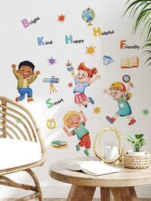 1 Inspirational Cartoon Self-Adhesive Wall Sticker, Imagination Slogan Style / Good Character English Word Style, Removable PVC Sticker For Living Room, Bedroom, Or Kindergarten Classroom DIY Wall Decoration - Wall Stickers - View 7