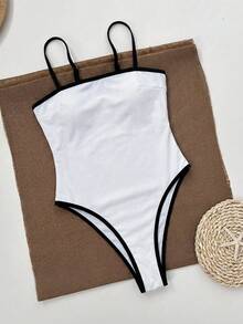 Polovedo Official, 2026 Summer New Style, European And American Casual Vacation Style, Strapless White Women's One-Piece Swimsuit, Suitable For Beach Vacation, Party, Date - White - View 5