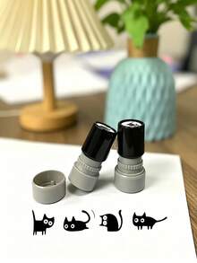1/2/4 piezas Sello de patrón de gato de dibujos animados estilo hot, sello para diario, scrapbooking, relieve, sello para álbum de recortes, adecuado para manualidades, sello de aliento para maestros, adecuado para diarios, sobres, sellos en notas, material de plástico - Multicolor - Ver 5