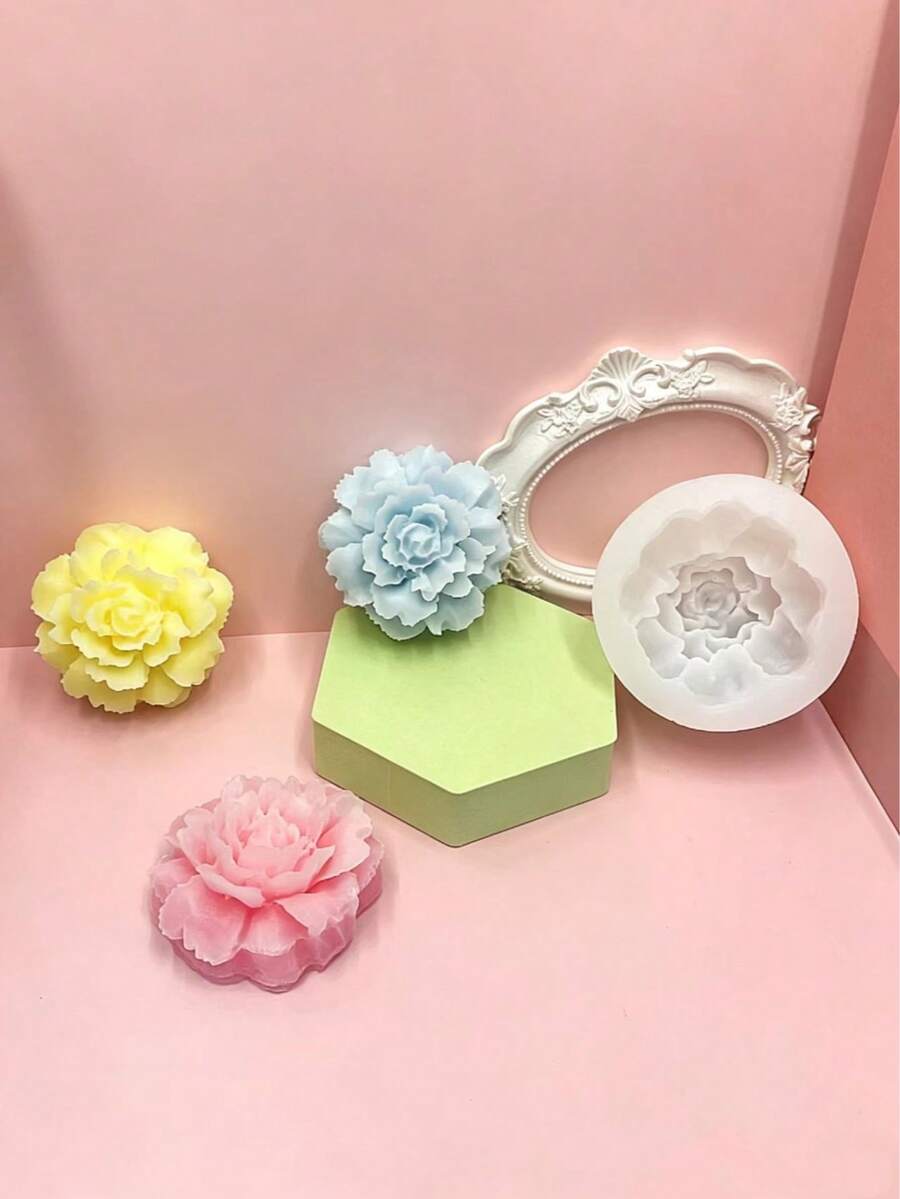 1pc Carnation Silicone Candle Mold, Clear Petal Texture, Suitable For DIY Carnation Scented Candles, Aromatherapy Plaster Diffuser Stones, Resin Crafts, Home Decor And Handmade Gift Making, Reusable, Heat Resistant, Easy Demolding, Suitable As Holiday Gift Or Home Decor Silicone Mold - A-White - View 1
