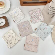 1 pieza Monedero con estampado floral, Organizador de cables de auriculares, Tarjetero, Bolsa para llaves, Bolsa de almacenamiento miscelánea, Organizador portátil de artículos diversos, Bolsa de almacenamiento para lápiz labial, Bolsa de almacenamiento para auriculares Bluetooth, Bolsa de maquillaje para mujer, Bolsa de almacenamiento para toallas sanitarias, Caja organizadora de joyas, Bolsa de maquillaje pequeña, Bolsa de viaje, Bolsa de playa, Bolso de mano de playa, Caja organizadora de cosméticos, Bolsa pequeña para mujer, Artículo esencial para vacaciones, Artículo esencial para playa, Artículo esencial para crucero, Artículo esencial para viaje - Multicolor - Ver 2