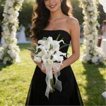 白色馬蹄蘭花束 真觸感新娘/伴娘婚禮花束 人造新娘花束 婚禮配件 家居婚禮派對裝飾 - 白色A - 查看 10