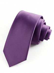 ZLQ&GOU 3 PCS Purple Satin Men's Tie Set, Includes Tie, Bow Tie, Pocket Square, Suitable For Wedding, Party, Formal Occasion, Gift - Purple - View 5