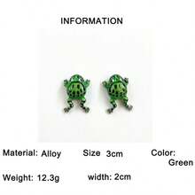 1 Pair Cute Green Graffiti Frog Ear Cuff Earrings, Suitable For Women's Daily And Party Wear - Green - View 7
