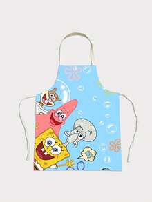 SpongeBob SquarePants 1件卡通圍裙，適用於廚房使用，廚房配件，返校繪畫與手工藝項目，必備廚房裝飾禮物 - 彩色 - 查看 3