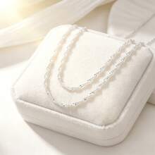 S925 Sterling Silver Water Wave Chain Necklace, Classic Neck Jewelry, Bright White Chain, Gift For Women, Daily Use - White - View 6