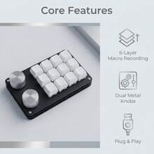 12-Key Programmable Mechanical Keyboard, Supports 6-Layer Macro Recording & Editing, Freely Switchable. Multi-Functional Application: Design, Media, Entertainment Gaming, Industrial Control And Digital Device Operation... Free Your Hands, Use Multiple Combination Keys, One-Key Operation, Seize The Initiative. Built-In Storage, Plug And Play, Supports Hot-Swapping, Type-C Wired Connection - View 13