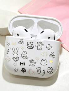 1pc Popular Simple Rabbit Decorative Sticker, Soft Line Rabbit With Carrot, Cherry And Small Flower, Light Glitter Edge With Fun English Slogan, Suitable For CCD, Instant Camera, Phone Case, Cup, Gift Box Packaging. Korean Style Soft Cute Healing Modification Sticker - 1pc Cartoon Rabbit 2449 - View 3