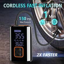 Car Tire Inflator Electric Bicycle Pump 150 PSI High Pressure Bicycle Pump Rechargeable Portable Air Compressor, Automatic Inflation Suitable For Electric Bicycle Motorcycle Smart Bicycle Pump With LCD Display - Wireless VC-069 - View 9