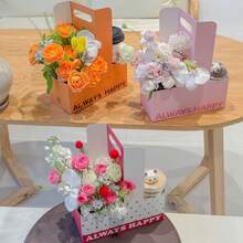 5pcs Coffee Handheld Flower Box, Milk Tea Takeout Box, Fresh Flower Packaging Box, Foldable Gift Box, Baking Cake Flower Box, Holiday Party Gift Packaging Bag - Gift Bags - View 7