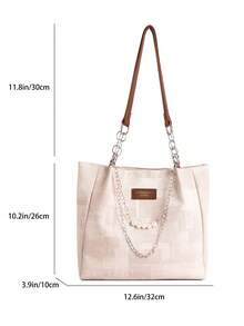 New Solid Color Luxury High-End Versatile Women's Shoulder Tote Bag - White - View 3