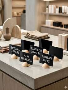 5pcs Mini Blackboard With Stand,Mini Chalkboards Desktop Menu Thickened Wooden Base Erasable Display Board Wedding Banquet Cafe Dessert Shop Product Tags Name Display(White Pen Available For Separate Purchase) - Multicolor - View 4