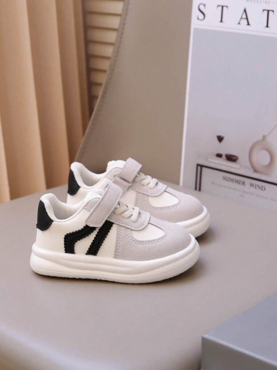 White Girls' Casual Skate Shoes, New Autumn/Winter Style, Hook And Loop Closure, Soft Sole, Anti-Slip, Wear-Resistant, Lightweight, Versatile, Daily Outdoor Walking Shoes - White - View 1