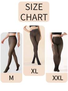 Heart-Shaped Flocked Black Thermal-Lined Tights, Warm And Slimming, Autumn/Winter Preppy Style Skirt Matching Base Stockings - Black - View 4