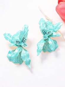 1對溫柔氛圍輕量3D設計花卉耳環法式浪漫優雅女款飾品 - 優雅花朵耳墜 - 查看 4