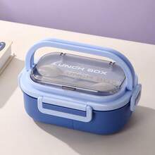1pc Compartment Sealed Bento Box With Utensils, Multipurpose Food Container Suitable For Pastries, Snacks, Breakfast, Lunch. Portable Insulated Lunch Box, 4 Colors Available. Suitable For Office, Students And Travel - Multicolor - View 10