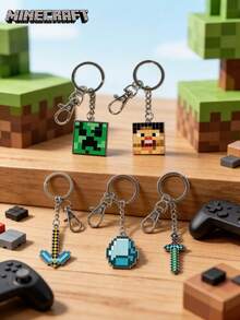 Microsoft Minecraft 1PC  Officially Licensed Alloy Keychain With Pixelated Enamel Pendant Durable Metal Bag Accessory Ideal Collectible Gift For Gamers - Multicolor - View 2