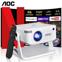 AOC Android Smart Projector With Dual-Band WiFi 2.4G/5G, Native 720P Mini Projector, Supports 4K Decoding, 4-Point Keystone Correction, Portable Home Theater Projector For Movies, Gaming, Outdoor Camping - White - View 8