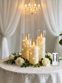 3Set/1pc LED Flameless Candle Atmosphere Decorative Light, Battery Operated (Includes Battery) Candle Atmosphere Light, Suitable For Indoor/Outdoor Wedding Party Proposal Decoration - Multicolor - View 4