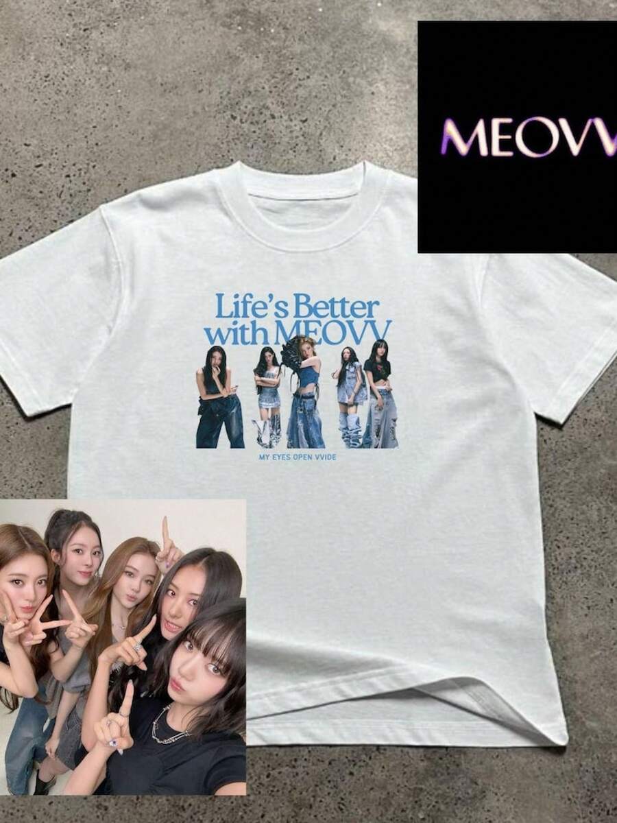 aeesspa- Y2KPrint T-Shirt, Künstlerisch bedrucktes Kurzarm-T-Shirt, Unisex Weißes Baumwoll-MY-Fan-Kurzarm-Oberteil - Weiss - Übersicht 1