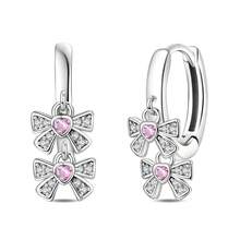 1 Pair S925 Sterling Silver Earrings, Original Bow Heart Zirconia Design, Pink Diamond Inlaid Luxury Style, Versatile For Daily Commute, Hypoallergenic Material, Showcases Sweet And Gentle Elegant, Suitable For Various Occasions, Creates An Elegant Look. - Multicolor - View 18