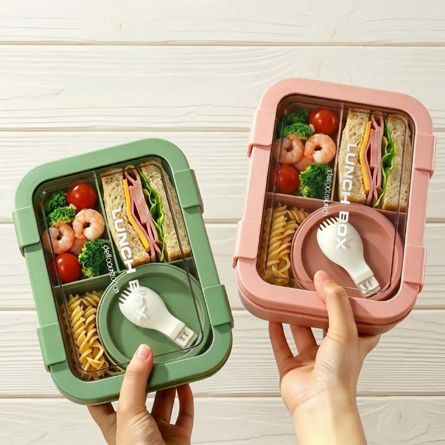Lunch Box, Bento Box, Compartment Food Storage Box, Lunch Bag, Office Worker Microwave- Divided Lunch Box, High-Quality Lunch Box With Soup Bowl - Multicolor - View 1