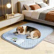 Alfombrilla de enfriamiento para mascotas de seda de hielo transpirable, disipación de calor de verano, alfombrilla para gatos y perros, antideslizante, resistente al desgaste, lavable, almohadilla para dormir de mascotas - Azul - Ver 10