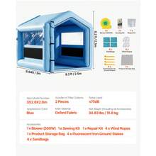 Inflatable Paint Booth, 3 X 2.5 X 2.5 M, Inflatable Spray Booth With 550W Powerful Blower And Air Filter System, Triangular Roof, For Painting Bicycle, Motorcycle, Automotive Sheet Metal - Triangle Top - View 7