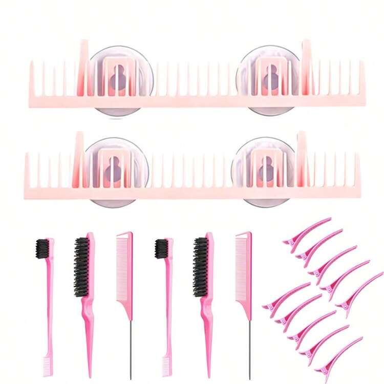 Suction Cup Braiding Stand, Hair Extension Storage Holder With Hair Comb & Alligator Clips, For Washing Dyeing Blow Drying Styling - View 11