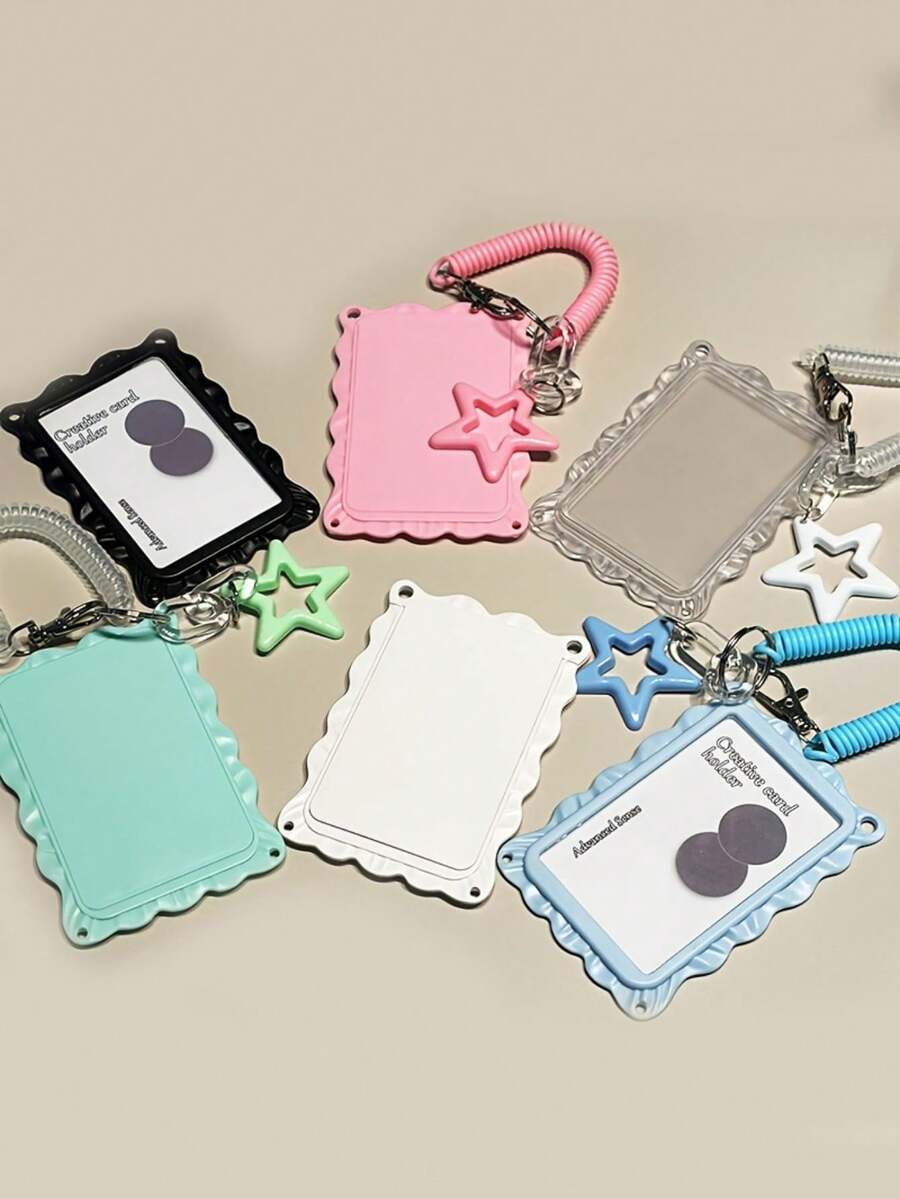 1 pieza Portatarjetas 2D Simple y Elegante con Lindo Colgante de Estrella & Primavera, Universal para Tarjeta de Comedor de Estudiante, Tarjeta de Metro & Autobús