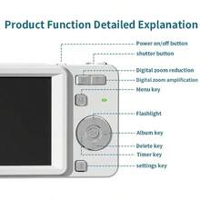 新款 4K Ultra HD 數位相機 64MP 16倍數位變焦 AF 自動對焦隨手拍相機，Type-C 可充電便攜式滑蓋相機，內建閃光燈，適合旅行 Vlogging、兒童與初學者使用（不含記憶卡），內建電池：700mAh - 查看 11