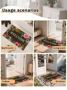 1pc Outdoor Non-Slip Patterned Floor Mat, Indoor Rug, Bathroom Mat, Kitchen Mat, Decorative Rug, Multi-Functional Hallway Mat, Soft & Comfortable, Easy To Clean, Suitable For Indoor/Outdoor Entry, Bedroom, Home Decor - Multicolor - View 9