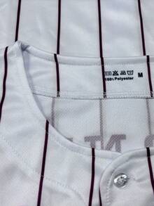 男士與青少年客製化棒球球衣 T-Shirt | 個性化隊名與號碼印花運動服 | 棒球制服上衣 | 比賽日穿著 - 寶藍色 - 查看 6