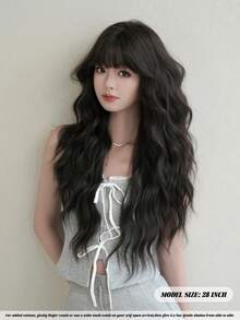 NAMM 28-Inch Brown Extra Long Wavy Wig For Women, Synthetic Fiber Hair Full Machine Costume Wigs For Daily Office Wear-Music Festival Party Wear- Cosplay Costume Wigs - Sakura Celebrations Glam & Party Streetwear Photography (Multiple Colors Available), Halloween - Multicolor - View 4