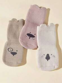 3 Pairs Non-Slip Cartoon Baby Walking Mid-Calf Socks - Multicolor - View 9