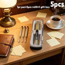 [Customized Product]1 Pen + 3 Refills + 1 Gift Box, Premium Stationery Gift: Customized Low-Key Luxury Metal Ballpoint Pen, Personalized Engraving, Smooth Writing, Office Essential - Sets - View 10