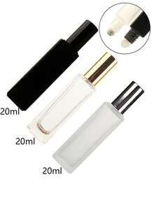 3 Peças/Conjunto Frasco Quadrado Fosco 3ml|5ml|10ml|15ml|20ml Âmbar/Preto Recarregável Perfume Óleo Essencial Loção Dispensador de Bola Rolante de Aço Inoxidável Frasco Portátil Simples Fragrância Óleo Medicinal Rolante de Massagem Frasco Vazio Vidro Transparente Espesso Proteção contra Luz Tampa de Alumínio - Multicolorido - Visão 47